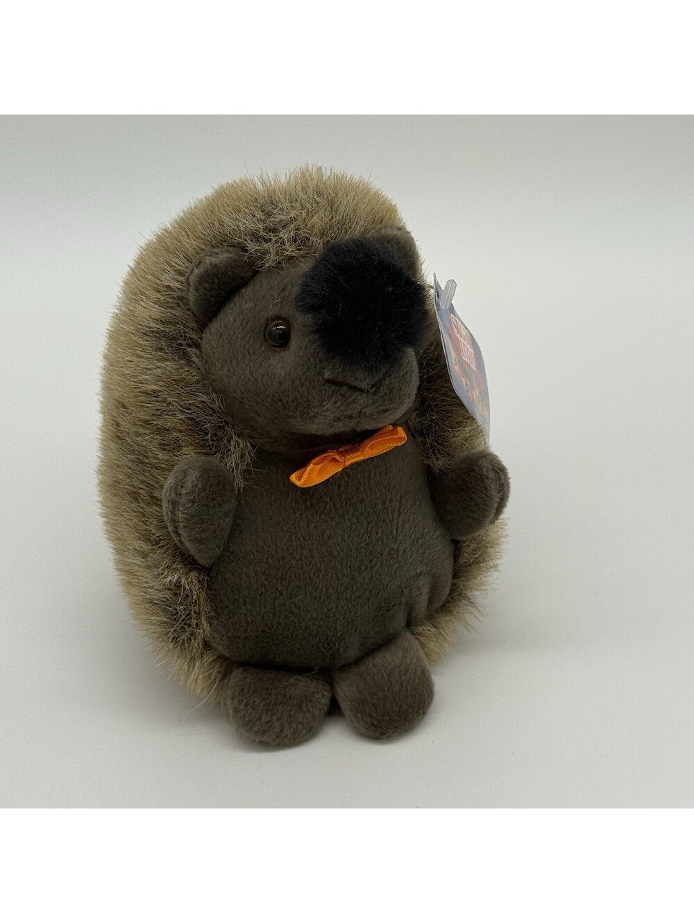 Vtg Sugar Loaf Hedgehog Bean Bag Plush 6" NWT Retro Crane Prize Toy Orange Bow